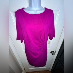NWT Taylor Women’s 14 Pink Ponte Knit Ruched Short Sleeve Sheath Dress XL